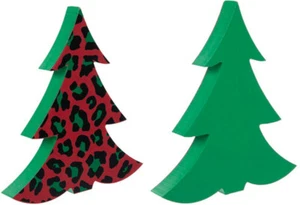 Estatuilla de árbol de Navidad con estampado de leopardo rojo y verde 9" - Imagen 1 de 1