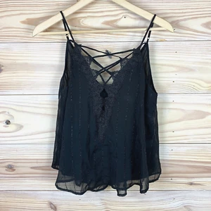 The Label Astr Top Womens Small Cami Black Strappy Whimsy Goth Intimate - Picture 1 of 11