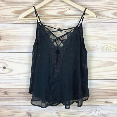 The Label Astr Top Womens Small Cami Black Strappy Whimsy Goth Intimate - Image 1 of 4