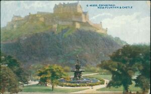 Edinburgh Ross Fountain & Castle G46203 1918 Postmark Photochrom Celesque