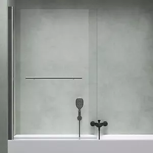 Bath Shower Screen Glass Bathroom 180° Folding Pivot Single Panel & Towel Rail - Picture 1 of 29
