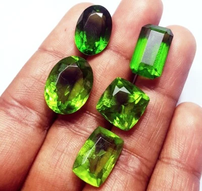 Loose Gemstone Green Topaz 40.80 Ct Mixed Shape 5 Pcs Lot best gift stone - Image 1 of 4