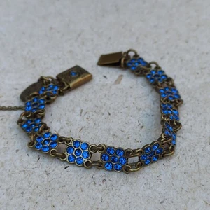 Michal Negrin Bracelet Royal Blue Dainty Floral With Swarovski Crystals NWT Gift - Picture 1 of 14