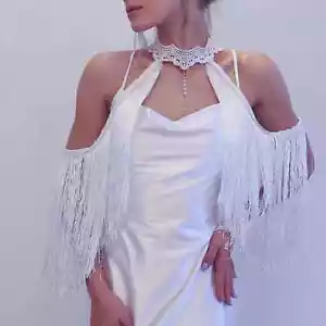 Bridal Wraps Tassel Jackets Wedding Bolero Top See-through Wedding Accessories - Picture 1 of 12