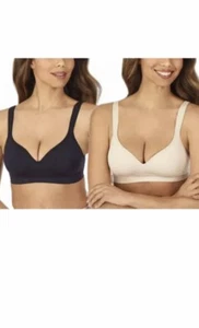 Carole Hochman Damen 2er Pack Seamless Schwarz/Moonlight Bügelfrei Komfort BH SM - Bild 1 von 8