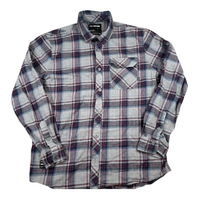 Fox Racing Shirt Mens XL Blue Red Gray Plaid Flannel Long Sleeve - Image 1 of 4