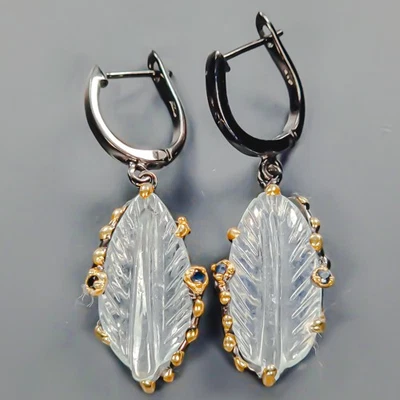 Handmade Earrings Natural Aquamarine Earrings 925 Sterling Silver /E126855 - Image 1 of 4