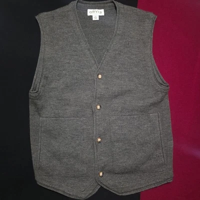 Vintage Orvis Men's 100% Wool Sweater Vest Size XLarge Green Pockets Button  - Image 1 of 4