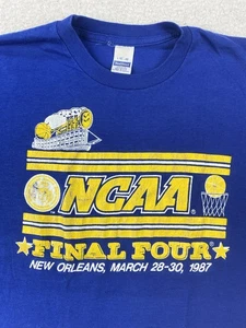 Vintage Mens Final Four Shirt Medium Blue 1987 NCAA Mens Basketball Indiana UNLV - Picture 1 of 7