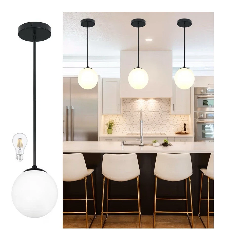 Lámpara colgante globo 8 pulgadas negra nueva en caja Foto 1 de 4