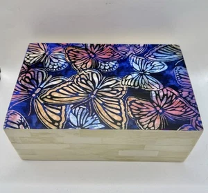 Capiz Shell and Wood Box Large Butterflies - Picture 1 of 8