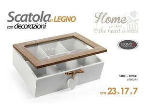 SCATOLA TEA LEGNO 6 POSTI HOME GICOS CM. 23X17X7 - Picture 1 of 1