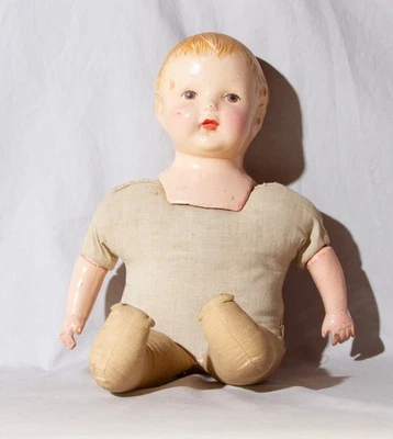 VINTAGE EFFANBEE BOY DOLL, 17 inches, Composition head & arms, cloth body & legs - Image 1 of 4