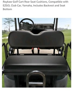 Golf Cart Rear Seat EZ-GO- Yamaha- Club Car NIB Black Fits Many Years Models - Foto 1 di 8