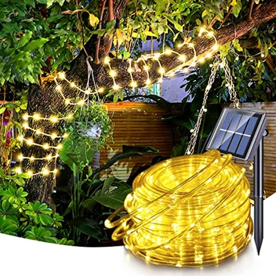 12M 100 LED Solar Rope Tube String Fairy Lights Strip Garden Outdoor Light US - Image 1 of 4