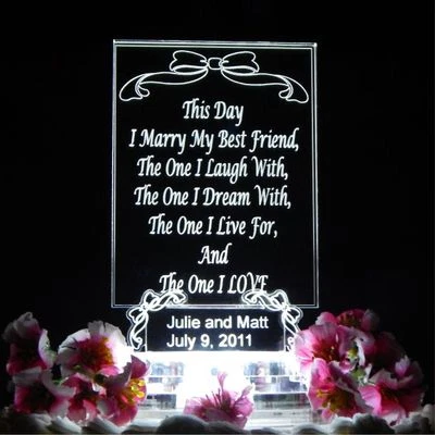 Personalizado LED "Tus Propias Palabras" Boda Pastel Topper Acrílico Personalizado Aniversario Foto 1 de 4