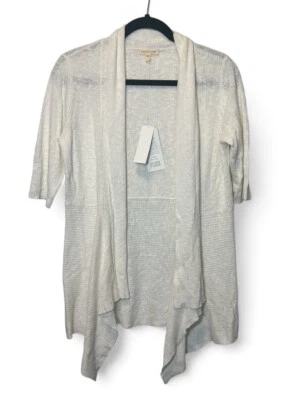 Cárdigan abierto de lujo Eileen Fisher para mujer pequeño de lino algodón con espalda peplum Foto 1 de 4