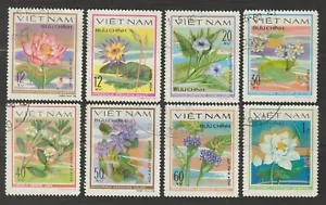 1980 Vietnam Stamps Aquatic Flowers Scott  # 1038 - 1045 Cto Never Hinged      - Picture 1 of 1