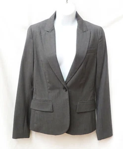 THEORY Damen Anthrazit Stretch Einknopf Wolle Blazer Anzug Jacke Mantel 6 M - Bild 1 von 3