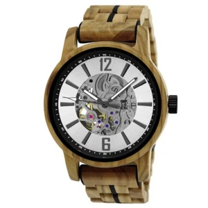 Reloj automático de madera COSWIG para mujer y hombre en beige, plata y negro - Imagen 1 de 7
