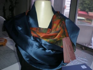 NEW ASIAN Large 100% Silk REVERSIBLE 2 COLOR SCARF SHAWL SHRUG DRESS TOPPER - Picture 1 of 8