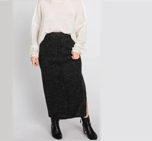 Gee Gee 6212 PLUS Size Midi Long Stretch Knit Pencil Skirt Side Slit Black - Picture 1 of 10