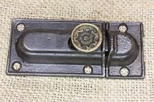 Old Cabinet Catch Cupboard Latch 3 1/8" Vintage 1870’s Brass Flower Knob Iron