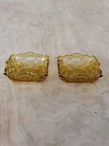 Vintage Bernstein Vertiefung Glas Nussschale mit Sägezahnrand 2er Set - Bild 1 von 5