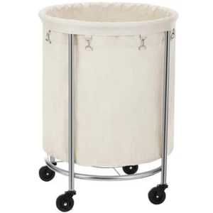 Unbranded Laundry Hamper 23.6"X23.6"X31.9" 1-Pack Fabric Basket W/ Wheels Cream - Picture 1 of 4