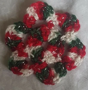Applique flowers, Crocheted Flowers, Christmas Applique, 3 Applique Flowers - Picture 1 of 2