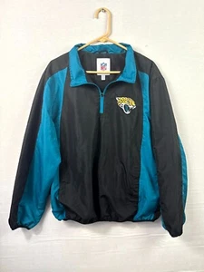 NFL Jacket Mens XL Black Logo Jacksonville Jaguars Football Windbreaker 1/4 Zip - Picture 1 of 7