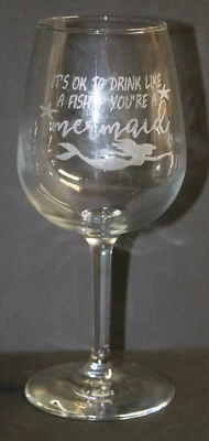 VASO DE VINO GRABADO LÁSER PERSONALIZADO 12,75 OZ SIRENA PERSONALIZADO Foto 1 de 2