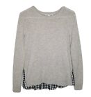 Autumn Cashmere Womens Long Sleeve Gingham Peplum Crew Neck Sweater Gray Size Xs