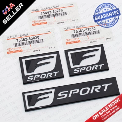 3x F-Sport Black Logo ABS Badge Side Fender Marker Trunk Lid Nameplate Emblem - Image 1 of 4