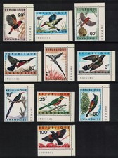 Rwanda Bishop Kingfisher Barbet Cuckoo Hoopoe Sunbird Birds 10v Corners 1967
