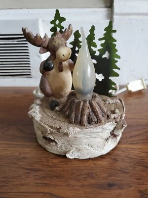 Moose with Trees Table Lamp Light Rustic Lodge Cabin Forest Decor  - Image 1 of 4