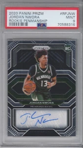 2020-21 Panini Prizm Rookie Penmanship Jordan Nwora Bucks RC AUTO PSA 9 - Picture 1 of 2