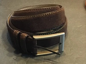 Robert Graham Men's 38” Genuine Leather Brown Suede Belts Colored Stitching - Picture 1 of 6