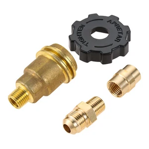 QCC1 Nut Propane Tank Cylinder Adapter 1/4"x1/4"NPT Male 3/8"Flarex1/4"Male Pipe - Foto 1 di 10
