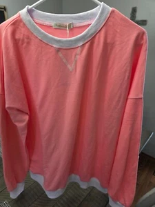 Womens Fantaslook Long Sleeve Crew Neck Pink Pullover Sweatshirt Size Large, New - Picture 1 of 10