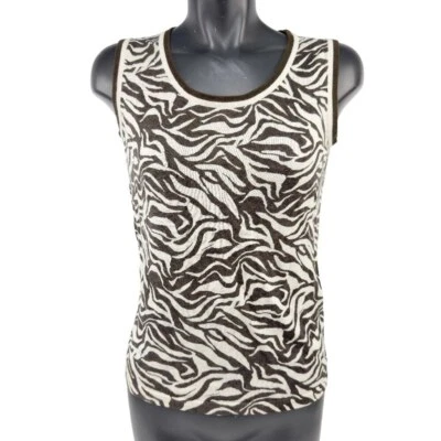JONES NEW YORK COLLECTION Linen Animal Print Tiger Beige Cami Tank Top L — 第 1/4 张图片