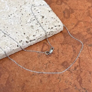 10KT White Gold Solid Diamond-Cut 1mm Chain Link Necklace NEW Various Lengths - Photo 1/9