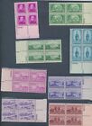 1950 set 16 plate blocks, #987-997 4-stamp plate blocks with multiples MNH