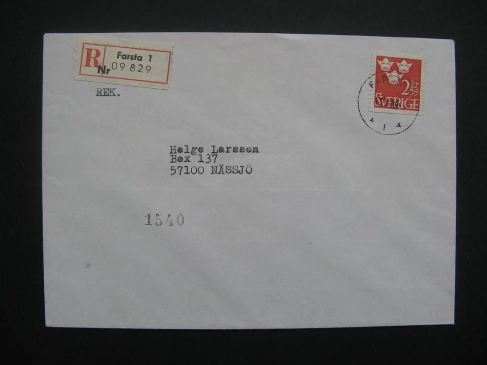 SWEDEN, R-cover Farsta 1 1969, 2,55 Kr three crowns tre kronor - Image 1 of 1