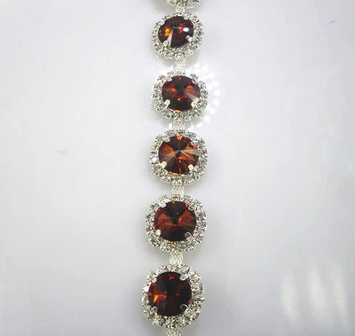 14mm Cristal Estrás Cierre Garra Plata Cadena Aplique Moda 1 Yarda Foto 1 de 4