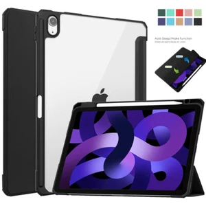 Clear Smart Stand Case Cover For Apple iPad 9th/8th/7th Gen 10.2 W/Pencil Holder - Picture 1 of 34