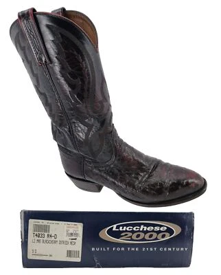 Lucchese 2000 Ostrich Neck Double-row Pegged 9D Black Cherry Cowboy Western Boot - Photo 1/4