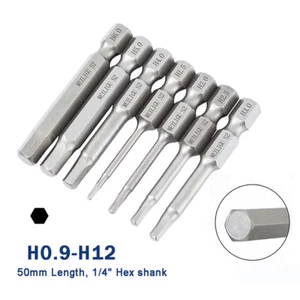 1/4" Hex Bits H0.9 H1.3 H3.4 H1.5 H2 H2.5 H3 H4 H5 H6 H8 H10 H12 Screwdriver Bit - Picture 1 of 20