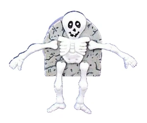 Hallmark PIN Halloween Vintage WIND UP SKELETON Tombstone 1990 MECHANICAL Brooch - Picture 1 of 4