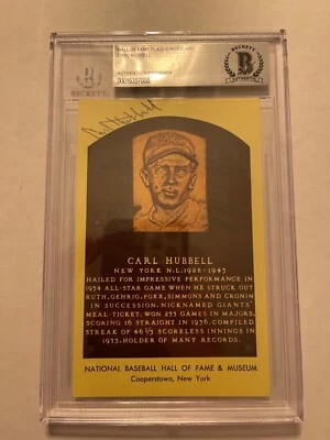 CARL HUBBELL AUTO BECKETT AUTÓGRAFO AUTENTICADO SALÓN DE LA FAMA PLACA POSTAL Foto 1 de 2
